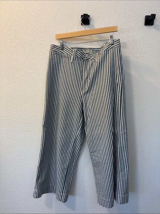 Madewell Pants - Madewell Striped Wide-Leg Chinos — Blue & White